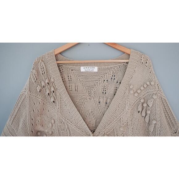 VTG 90s JAEGER Women Hand Knit Bobble Chunky Cardigan L Whimisgoth Fairy Grunge - Picture 7 of 16
